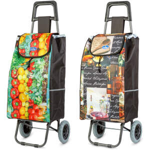 Afbeelding van Uittrekbare boodschappentas met wieltjes - 2 patronen - 100 x 36 x 25 cm - polyester 1 Stuks [BW3051] - 01