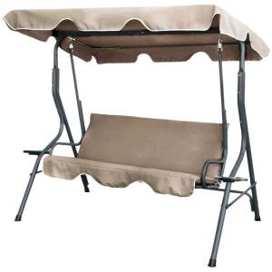 Afbeelding van Tuinschommel - 170 x 110 x 153 cm - donkerbeige - met bekerhouders 1 Stuks [CMK0735] - 01 CMK0735 web