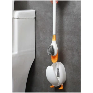 Afbeelding van Toiletborstel in de vorm van eend met houder - oranje / wit 1 Stuks [DA01113] - 01 DA01113 web