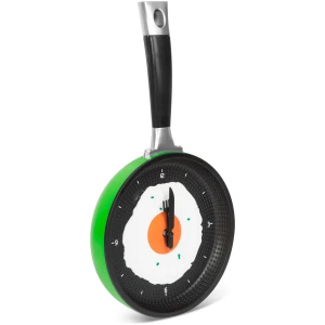 Afbeelding van Kitchen frying pan clock - with fried egg - green 1 Stuks [W1060C] - 01 W1060C web