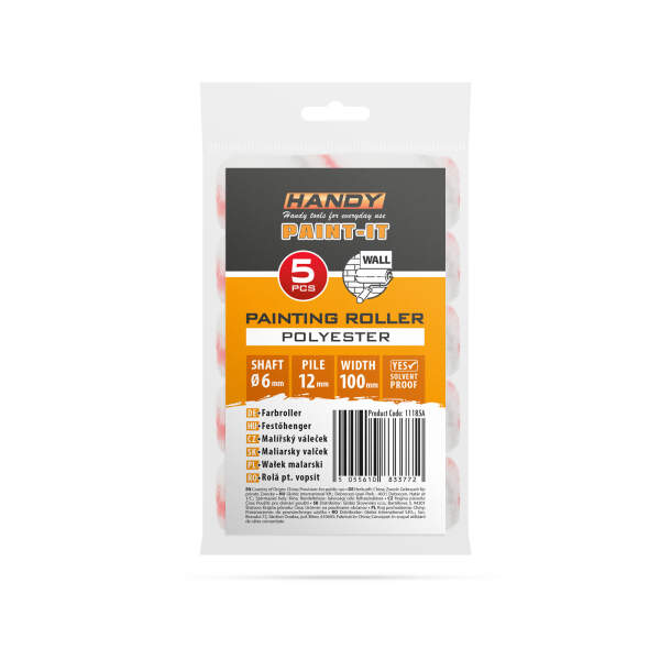 Afbeelding van Verfroller - polyester - 100 mm - 5 stuks / verpakking 1 Stuks [11185A] - 02 11185A web
