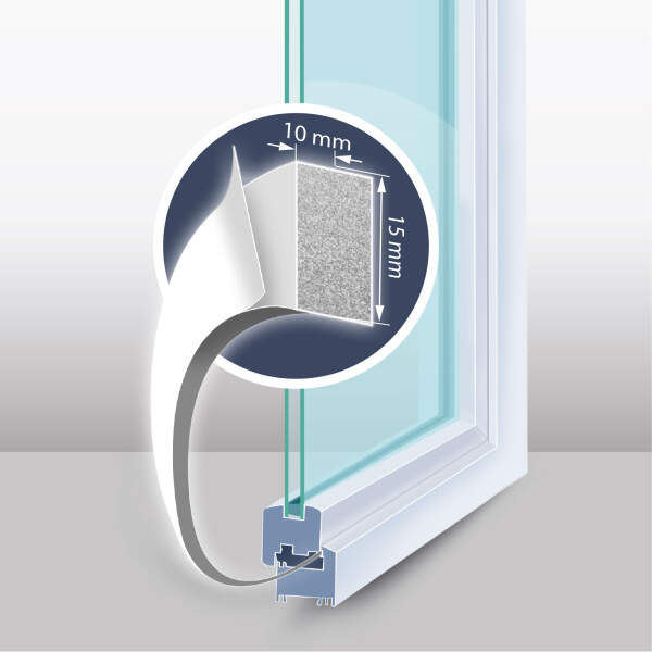 Afbeelding van Zelfklevende deur-raam isolatieschuimtape - 5 m - wit 15 mm 1 Stuks [11595WH-15] - 02 11595WH 15 web