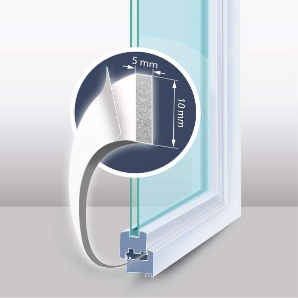 Afbeelding van Zelfklevende deur-raam isolatieschuimtape - 6 m - wit 10 mm 1 Stuks [11595WH] - 02 11595WH web