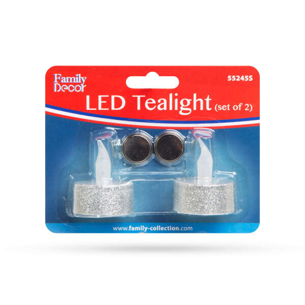 Afbeelding van LED-theelichtje - zilver - 2 stuks 1 Stuks [55245S] - 02 55245S web