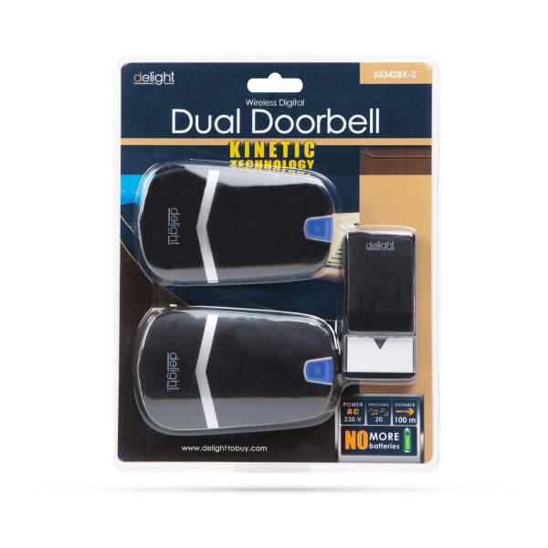 Afbeelding van Kinetische batterijloze draadloze deurbel 1 Stuks [55342BK-2] - 02 55342BK 2 web