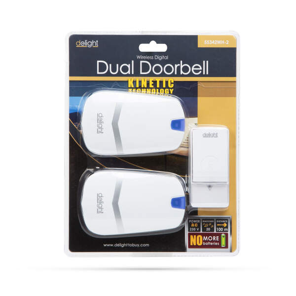 Afbeelding van Kinetische batterijloze draadloze deurbel 1 Stuks [55342WH-2] - 02 55342WH 2 web