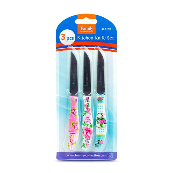 Afbeelding van Keukenmessenset - 15 cm - bloemenmotief - 3 stuks / verpakking 1 Stuks [56316B] - 02 56316B web