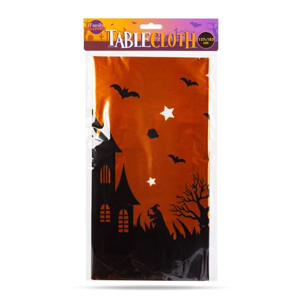 Afbeelding van Halloween tafelkleed - aluminium effect - 137 x 183 cm - kasteel 1 Stuks [56542D] - 02 56542D web