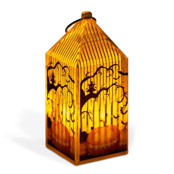Afbeelding van Halloween LED lantaarn - pompoen - oranje LED - 2 x LR44 - 4 x 4 x 9,5 cm 1 Stuks [56566] - 02 56566 web
