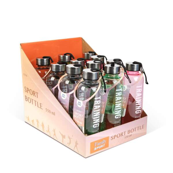 Afbeelding van Sportfles - kunststof, transparant - 550 ml - in 3 kleuren 1 Stuks [57216] - 02 57216 web