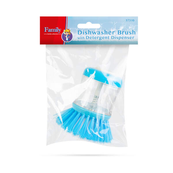 Afbeelding van Vaatwasborstel met afwasmiddeldispenser - blauw 1 Stuks [57310] - 02 57310 web