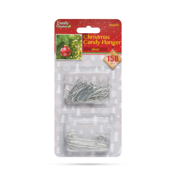 Afbeelding van Kerst snoephanger - zilver - 150 stuks / verpakking 1 Stuks [58059C] - 02 58059C web