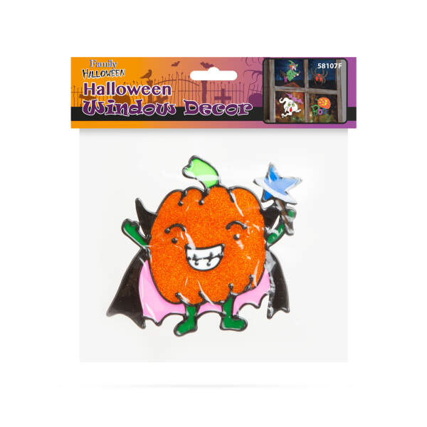 Afbeelding van Halloween raamdecoratie - glinsterende, kleurrijke pompoen 1 Stuks [58107F] - 02 58107G web