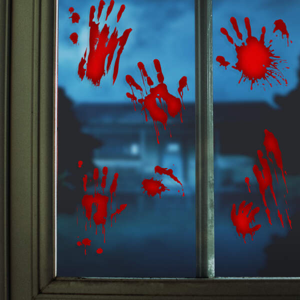 Afbeelding van Halloween raamstickerset - bloedige handen - 8 stuks 1 Stuks [58131D] - 02 58131D web