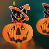 Afbeelding van Halloween pompoen lantaarn - met kattenfiguur - met hanger - 26 cm 1 Stuks [58137A] - 02 58137A web