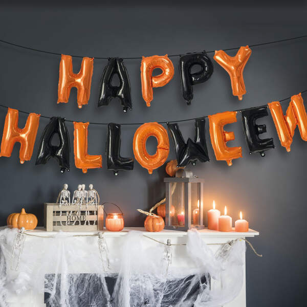 Afbeelding van Halloween ballonnenset - "Happy Halloween" - met lint 1 Stuks [58142] - 02 58142 web