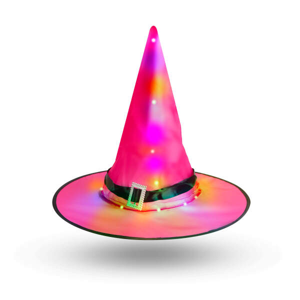 Afbeelding van Halloween LED heksenhoed - kleurrijk, polyester - 38 cm 1 Stuks [58151] - 02 58151 web