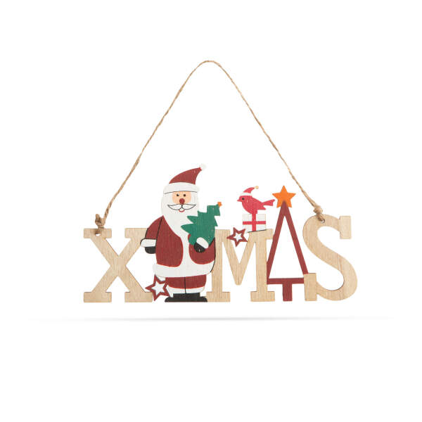 Afbeelding van Houten kerstdecoratie - kerstman - met hanger - 17 x 9 cm 1 Stuks [58250A] - 02 58250A web