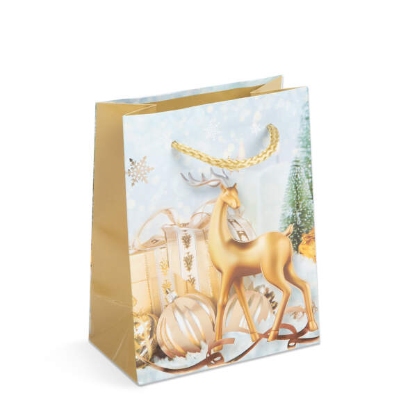 Afbeelding van Kerstcadeautas - papier - 114 x 64 x 146 mm - 4 soorten / verpakking 12 Stuks [58299] - 02 58299 web