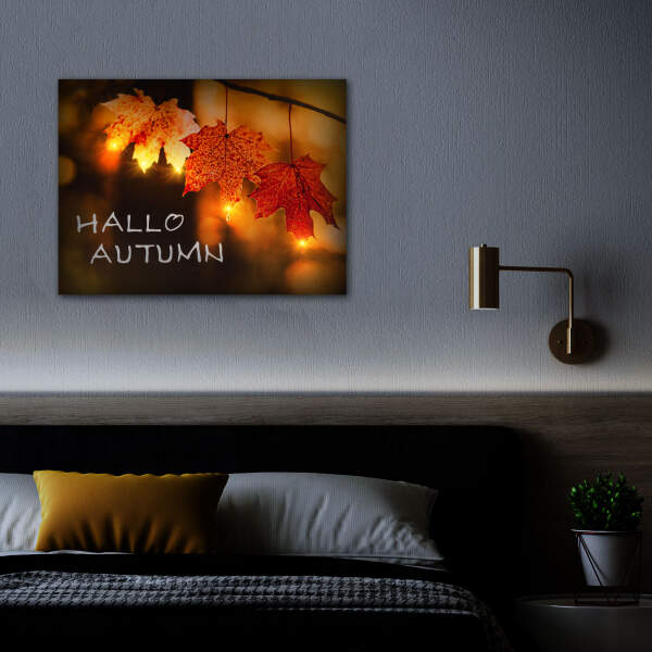 Afbeelding van LED-afbeelding - "Hallo Herfst" - 2 x AA, 40 x 30 cm 1 Stuks [58502] - 02 58502 web