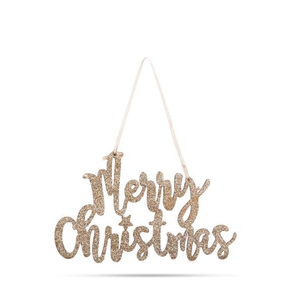 Afbeelding van Kerstdecoratie - label "Vrolijk Kerstfeest" - 20 x 12 cm - goud 1 Stuks [58541A] - 02 58541A web