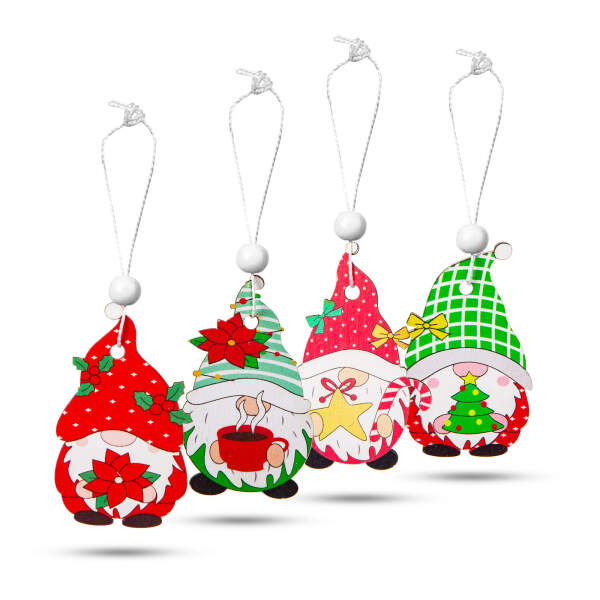 Afbeelding van Kerstboomdecoratieset - hangend, houten elfjes - 4 soorten - 12 stuks / verpakking 1 Stuks [58565B] - 02