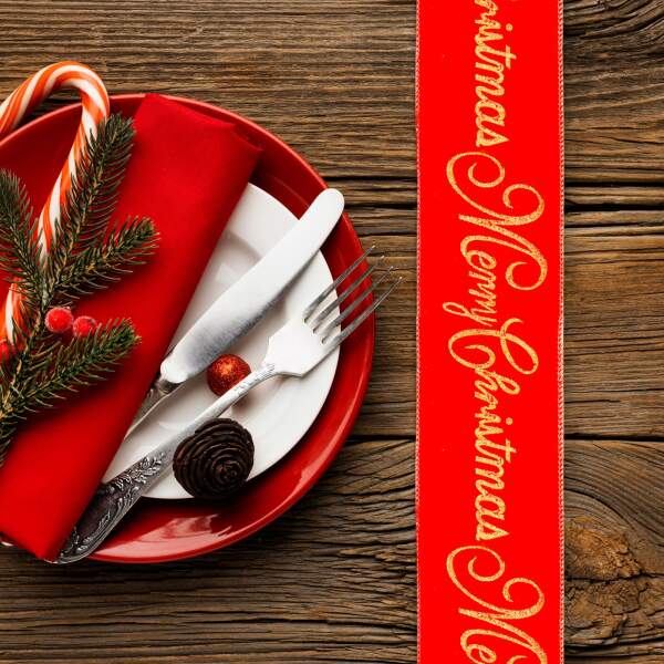 Afbeelding van Kerstlint - rood - "Vrolijk Kerstfeest" - 60 x 8 cm 1 Stuks [58583] - 02 58583 web