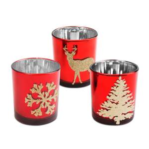 Afbeelding van Kerst theelichtbeker - 3 soorten 1 Stuks [58659] - 02 58659 web