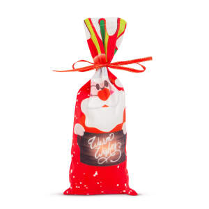 Afbeelding van Kerst drankfleshouder met lint - Kerstman - polyester - 32 x 12,5 cm 1 Stuks [58727A] - 02 58727A web