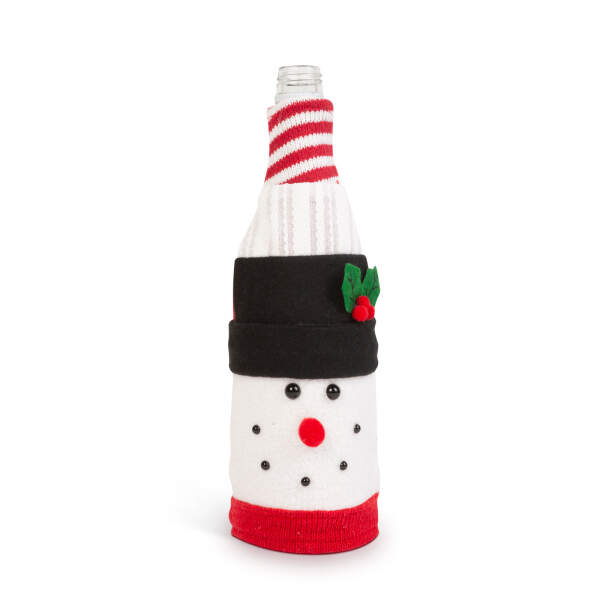 Afbeelding van Kerst drankfleshouder - 3D Sneeuwpop - polyester - 27 x 12 cm 1 Stuks [58728B] - 02 58728B web