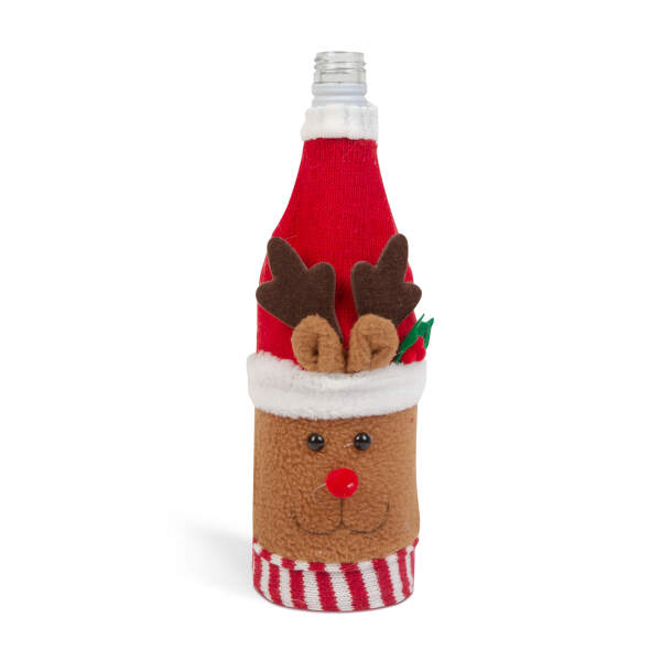 Afbeelding van Kerst drankfleshouder - 3D Rendier - polyester - 27 x 12 cm 1 Stuks [58728C] - 02 58728C web