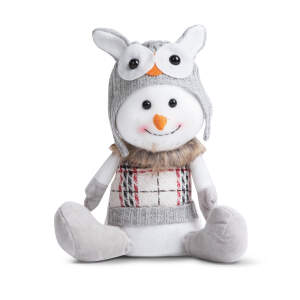 Afbeelding van Kerst sneeuwpop decoratie - met uilenmuts - 30 x 20 x 14 cm 1 Stuks [58729B] - 02 58729B web