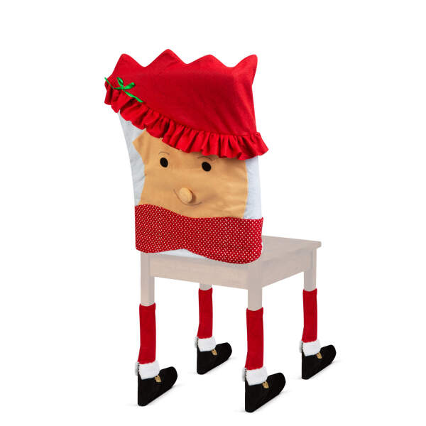 Afbeelding van Kerststoel decoratieset - Sneeuwpop - 50 x 55 cm - rood/wit 1 Stuks [58736B] - 02 58736B web