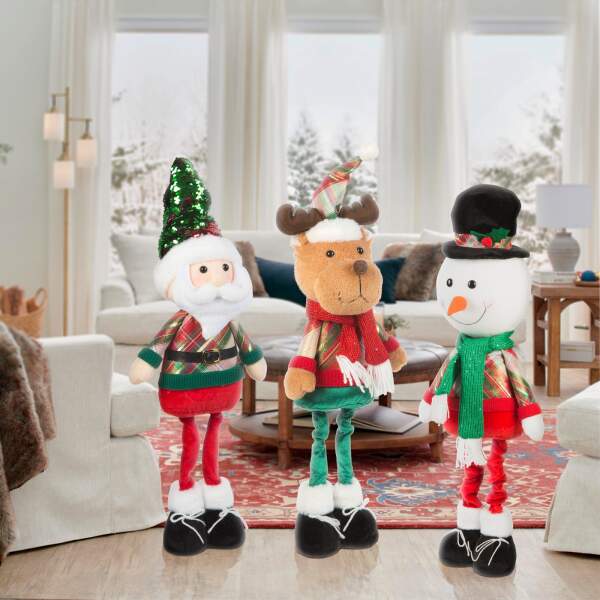 Afbeelding van Staande kerst textielfiguur - met telescopische poten - 95 x 25 x 20 cm 1 Stuks [58759A] - 02 58759A web