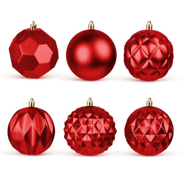 Afbeelding van Kerstboomdecoratieset - baldecoratie - rood - 6 stuks / verpakking 1 Stuks [58762C] - 02 58762C web