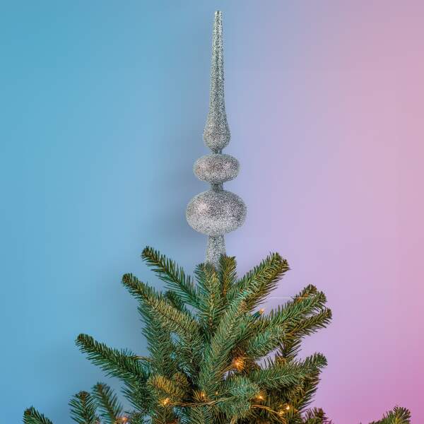 Afbeelding van Kerstboomtopversiering - zilver, glitter - 30 x 7 cm 1 Stuks [58780B] - 02 58780B web