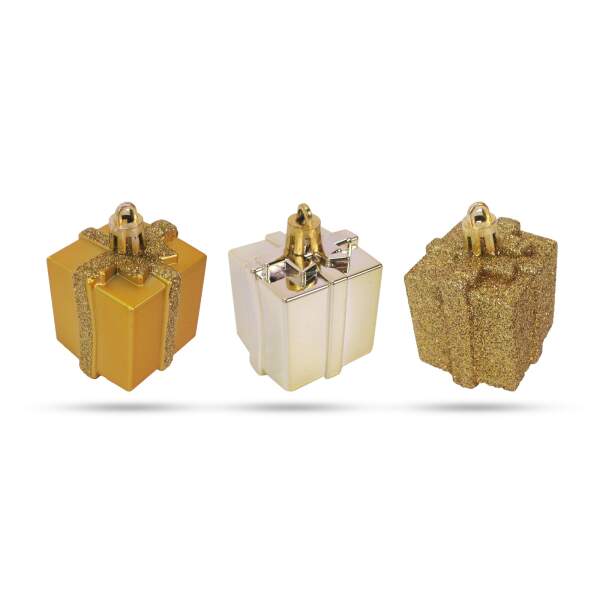 Afbeelding van Kerstboomdecoratieset - gouden geschenk - 4,5 cm cm - 6 stuks / set 1 Stuks [58781A] - 02 58781A web