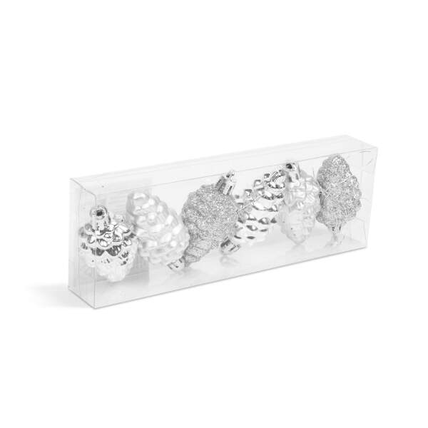 Afbeelding van Kerstboomdecoratieset - zilveren kegel - 6 cm - 6 stuks / set 1 Stuks [58784B] - 02 58784B web