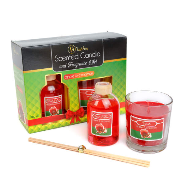 Afbeelding van Geurkaars en diffuserset - appel & kaneel - 120 g + 100 ml 1 Stuks [58800A] - 02 58800A web