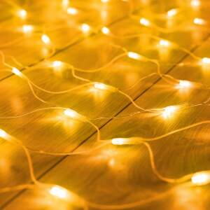 Afbeelding van LED-lichtnet - 100 warmwitte LED's - 1,5 x 1,5 m - 230V - met afstandsbediening 1 Stuks [58908A] - 02