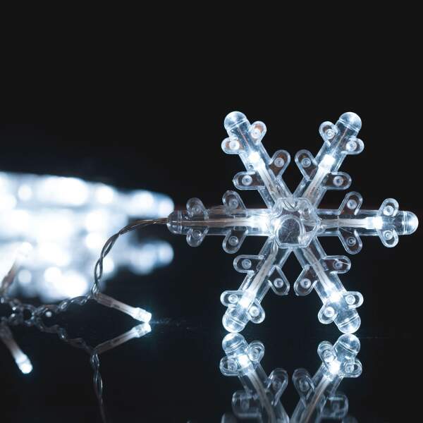 Afbeelding van LED-lichtgordijn - sneeuwvlok - 3 x 0,75 m - 224 koelwitte LED's - IP44 1 Stuks [58916] - 02 58916 web