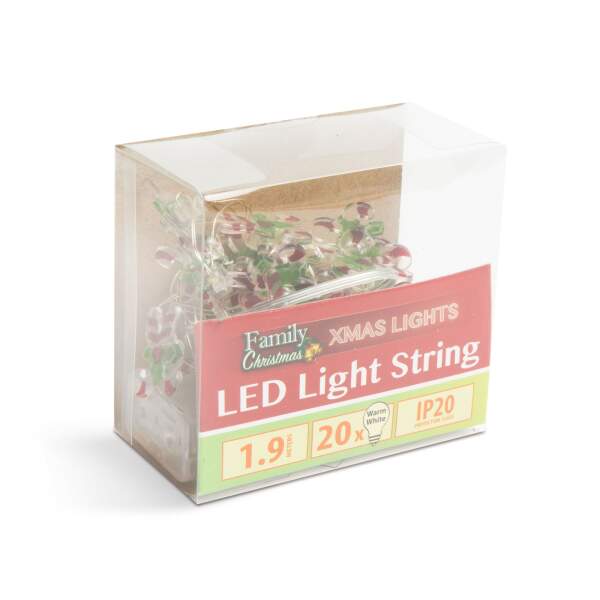 Afbeelding van LED lichtsnoer - zuurstok - 2,2 meter - 20 LED's - warm wit - 2 x AA 1 Stuks [58927] - 02 58927 web