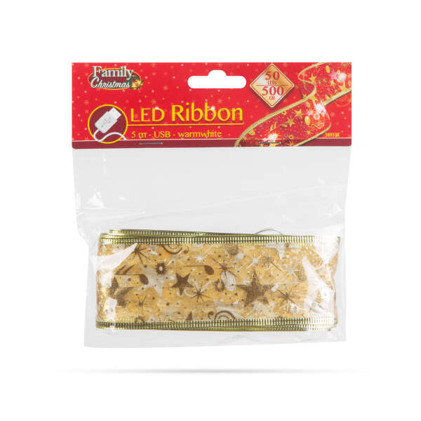 Afbeelding van Kerst LED lint - goud - 5 mx 5 cm - 50 LED - USB 1 Stuks [58933K] - 02 58933K web