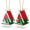 Afbeelding van Kerst LED decoratie huis - warm wit - hout - 2 soorten - 6,9 x 8,9 x 6 cm - 12 stuks / display 1 Stuks