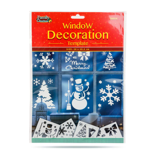 Afbeelding van Kerst raamdecoratie sjabloon - 28 x 20,5 cm - 4 soorten / verpakking 1 Stuks [58954] - 02 58954 web