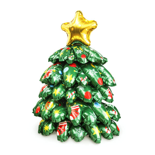 Afbeelding van 3D kerstballon - 360° - aluminiumfolie - dennenboom - 38 x 34 cm 1 Stuks [58968] - 02 58968 web