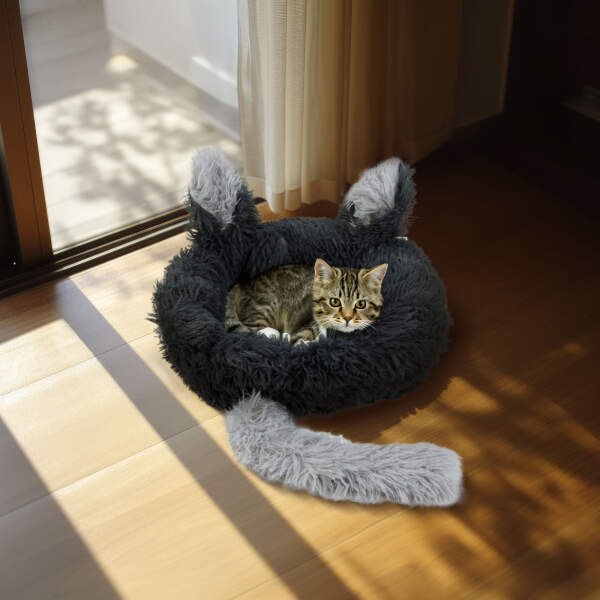 Afbeelding van Kattenbed - rond - 40 cm - zwart 1 Stuks [60044A] - 02 60044A web