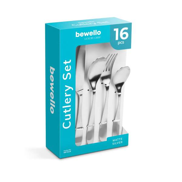 Afbeelding van Bestekset - mat zilver - 16-delig 1 Stuks [BW1022B] - 02 BW1022B web