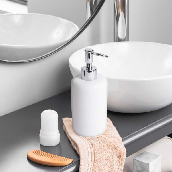 Afbeelding van Handzeepdispenser - mat wit / glanzend zilver 1 Stuks [BW3021A] - 02 BW3021A web