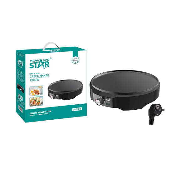 Afbeelding van WinningStar - Elektrische pannenkoekenmaker - 1200 W - zwart 1 Stuks [DA00443] - 02 DA00443 web